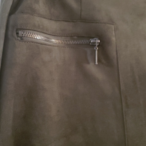Faux Suede Olive Pencil Skirt - Picture 2 of 5